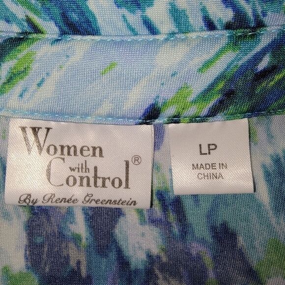 Woman With Control multi color blue high low blouse top LP - Picture 4 of 5